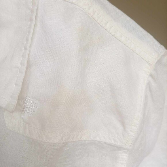 Men's White Short Sleeve Button Down Shirt, size S - Picture 8 of 9